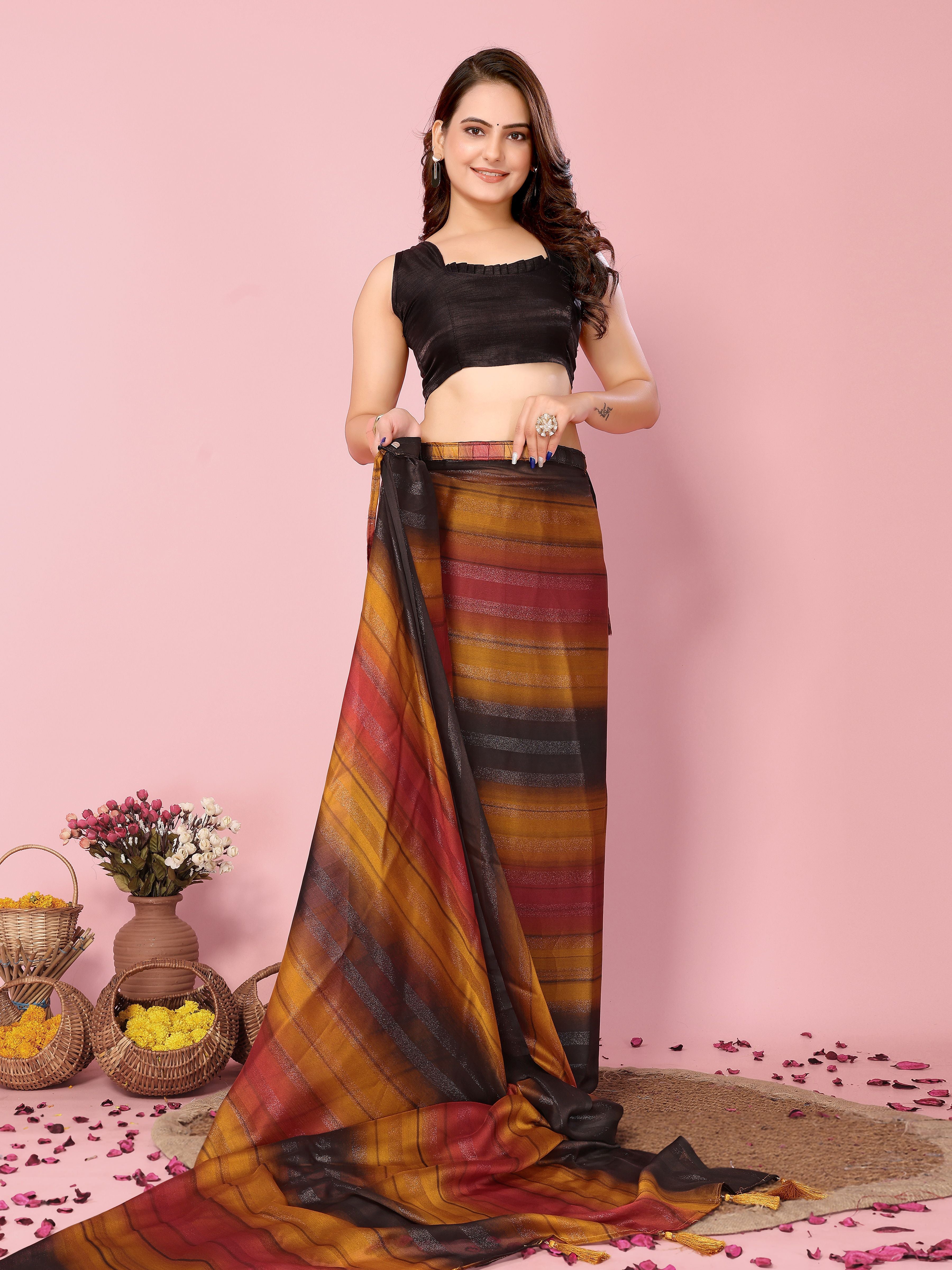 Sunset Orange Rangoli Silk Party Wear Saree | Wevon Designer Printed with Art Silk Blouse