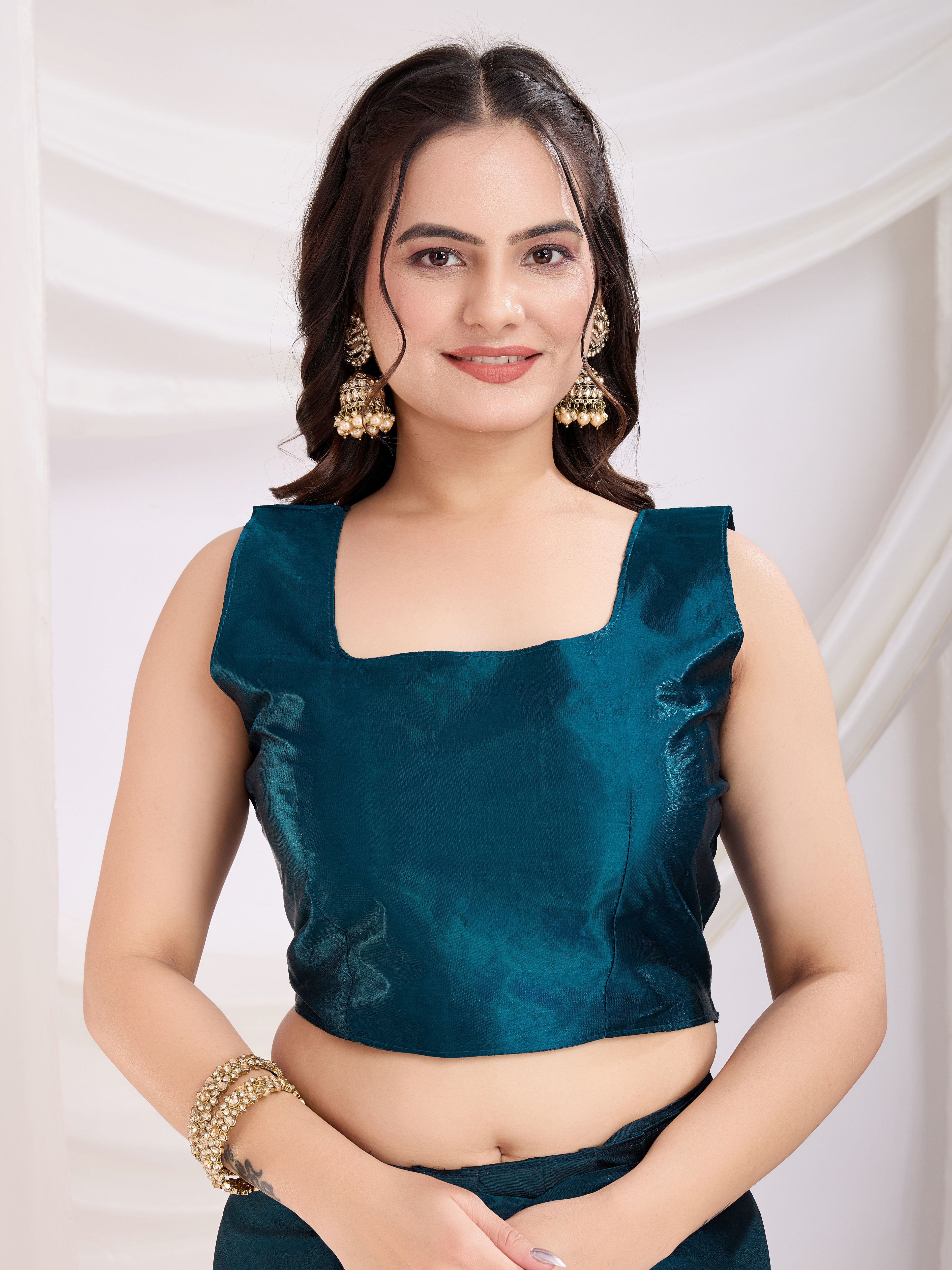 Teal Blue Rangoli Silk Party Wear Saree | Diamond Work Art Silk Blouse Ensemble