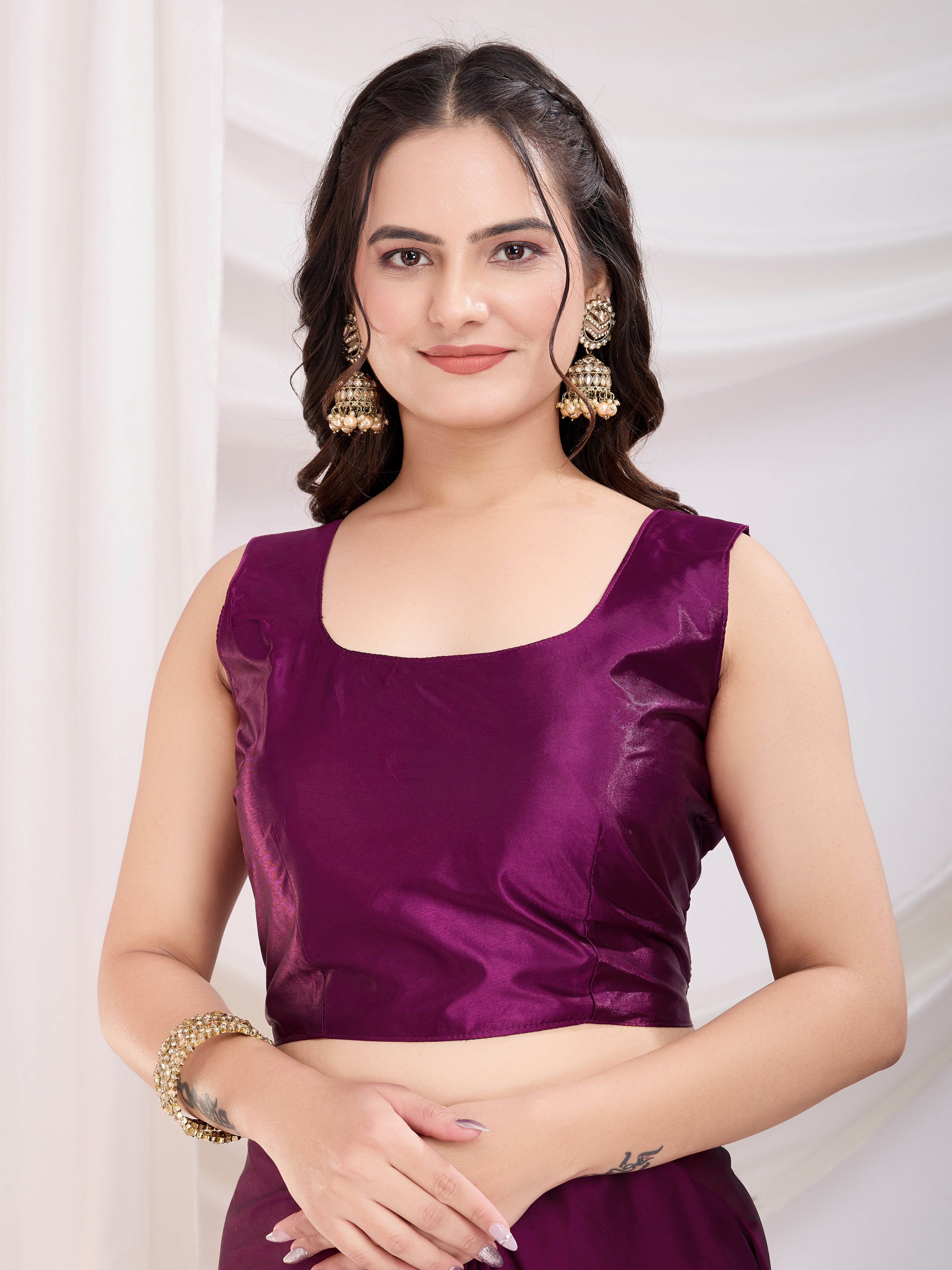 Purple & Wine Rangoli Silk Party Wear Saree | Diamond Work Art Silk Blouse Creation