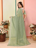Pista Organza Festival Saree | Designer Embroidery Art Silk Couture