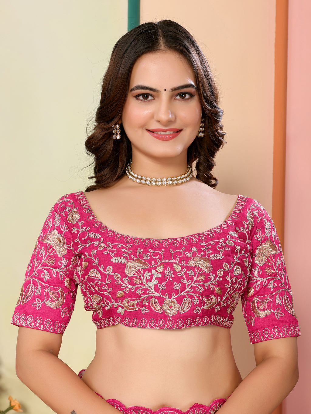 Pink Organza Festival Saree | Designer Embroidery Art Silk Couture