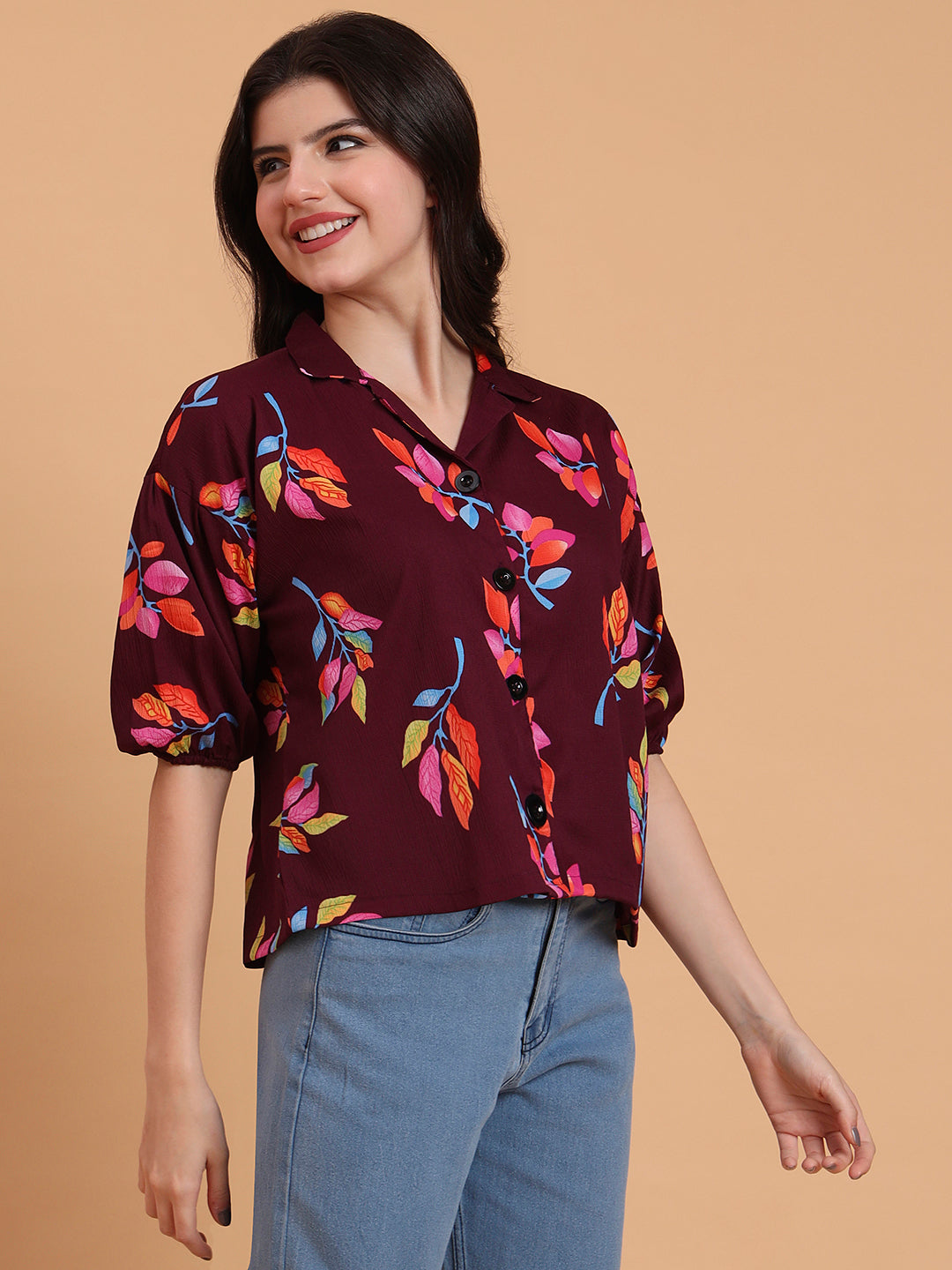 Wine Delta Designer Printed Shirt | Rich Hue with Contemporary Print