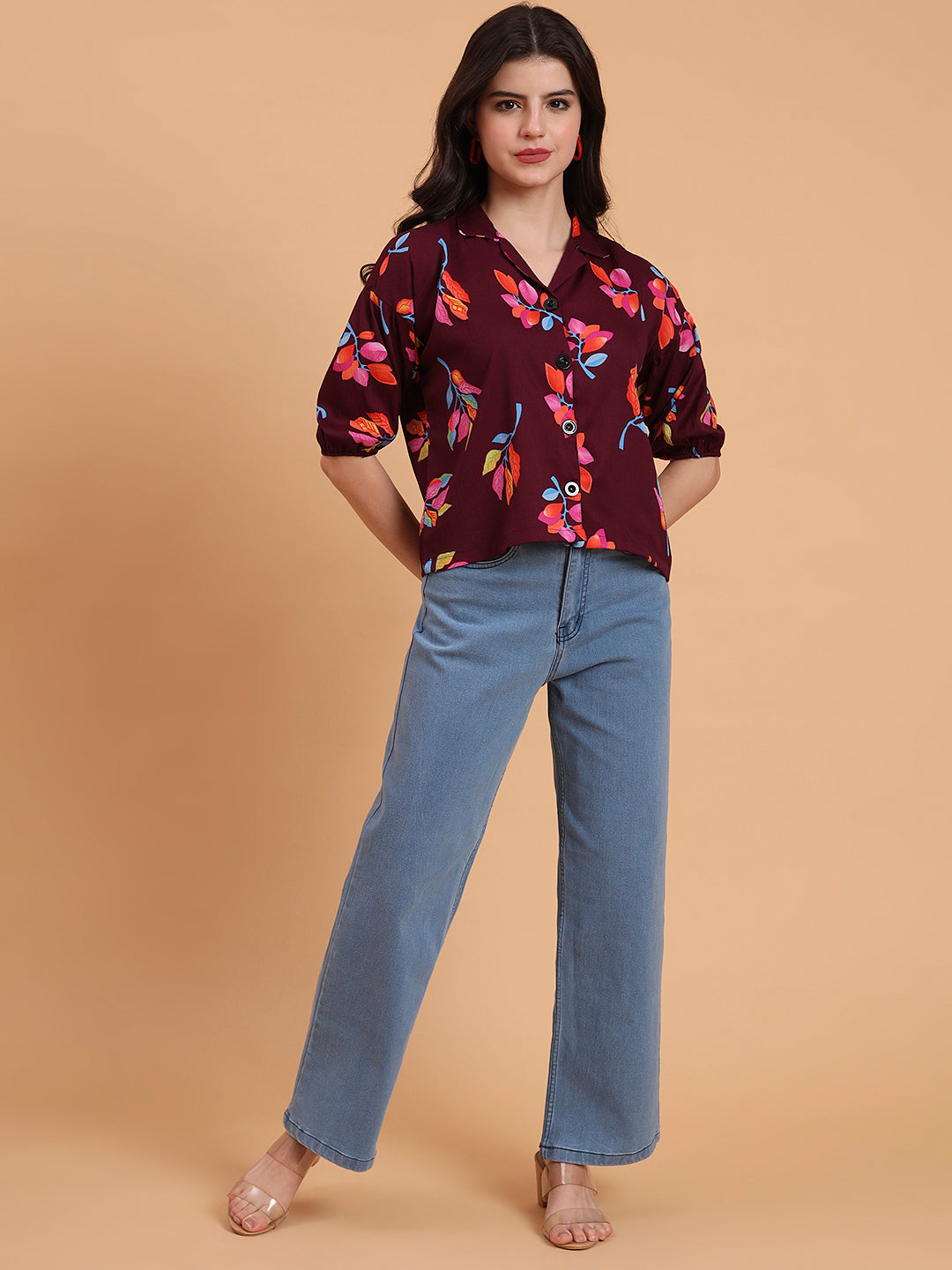 Wine Delta Designer Printed Shirt | Rich Hue with Contemporary Print