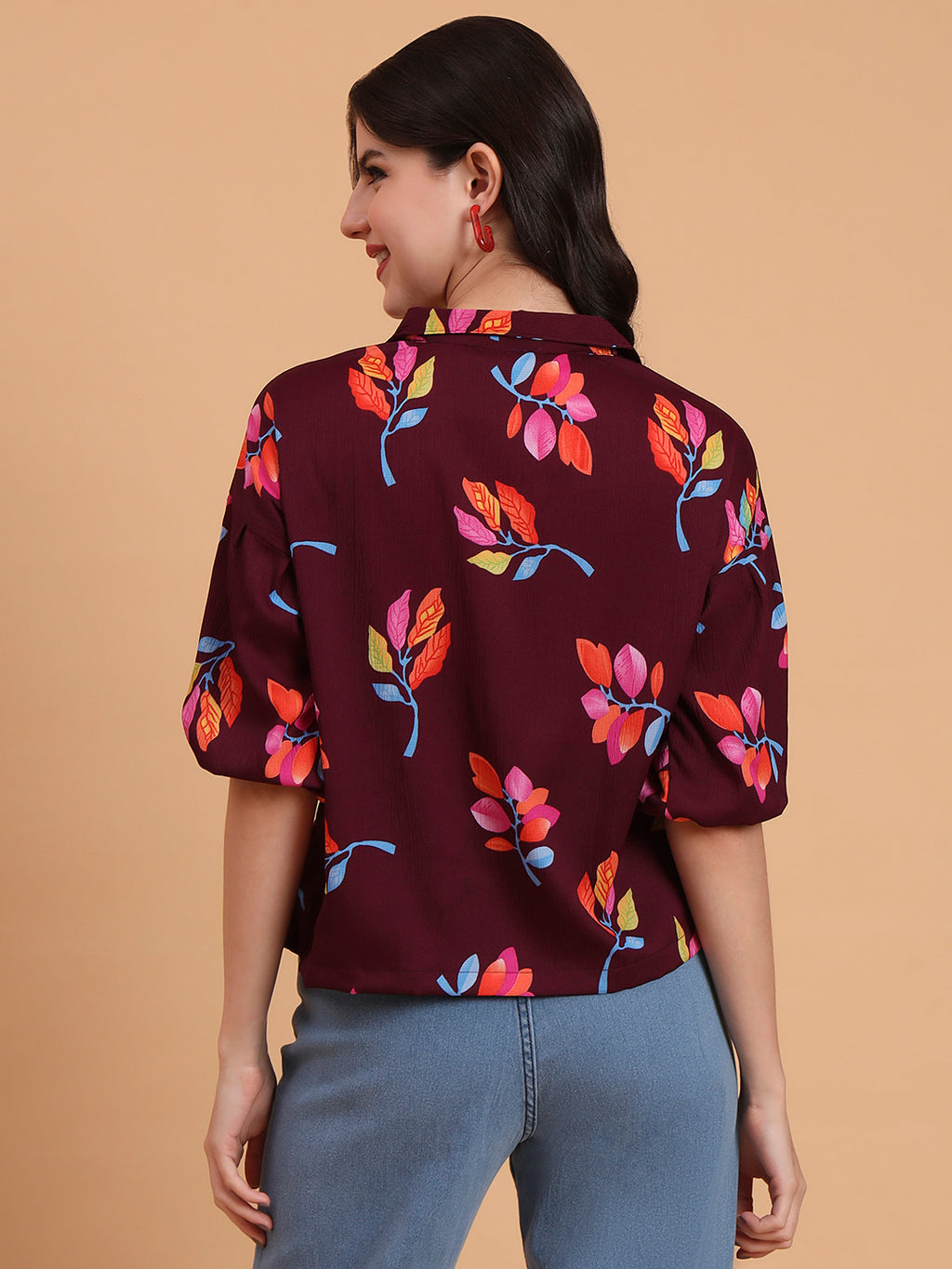 Wine Delta Designer Printed Shirt | Rich Hue with Contemporary Print
