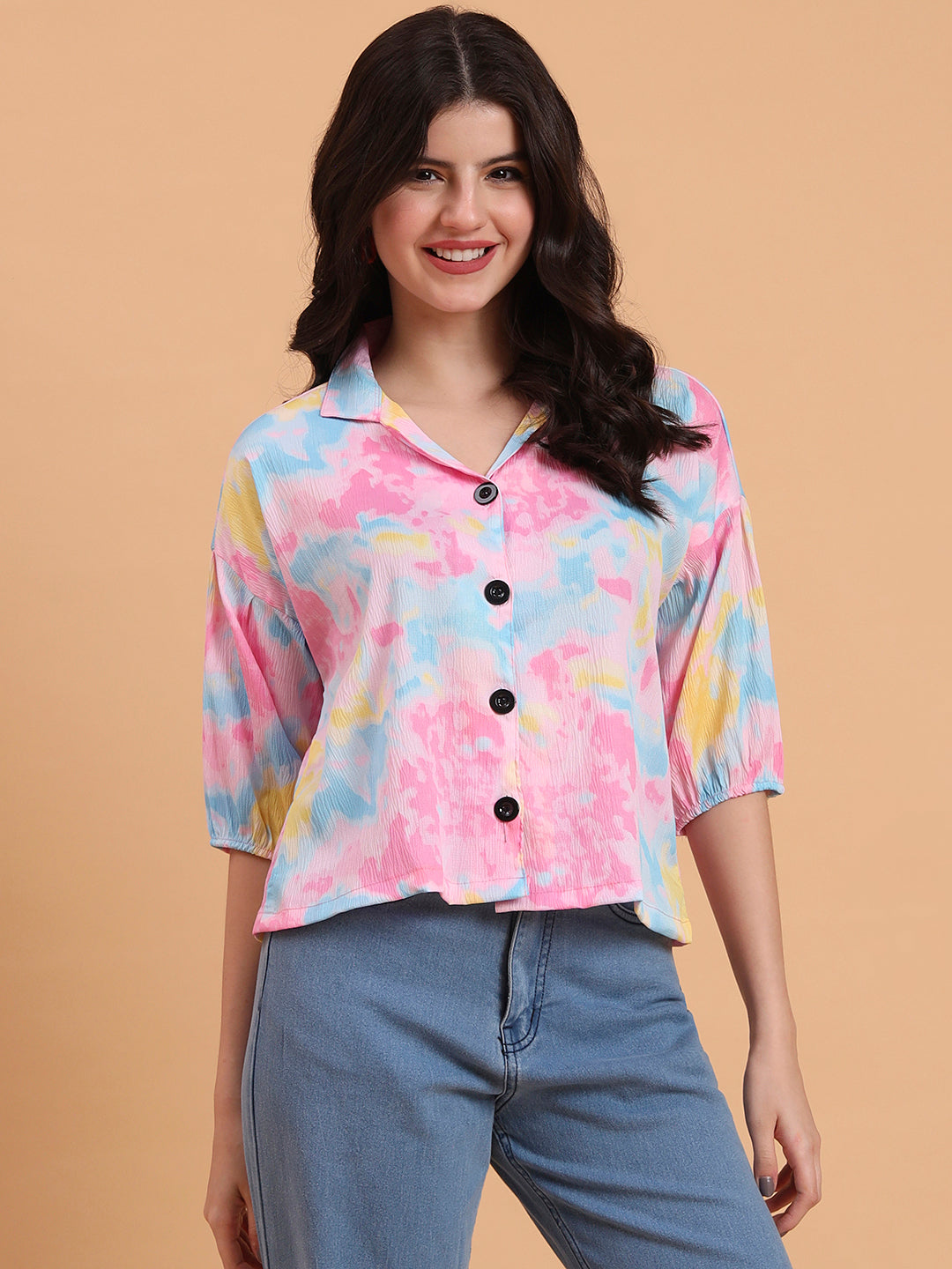 Pink Delta Designer Printed Shirt | Vibrant Style with Contemporary Print