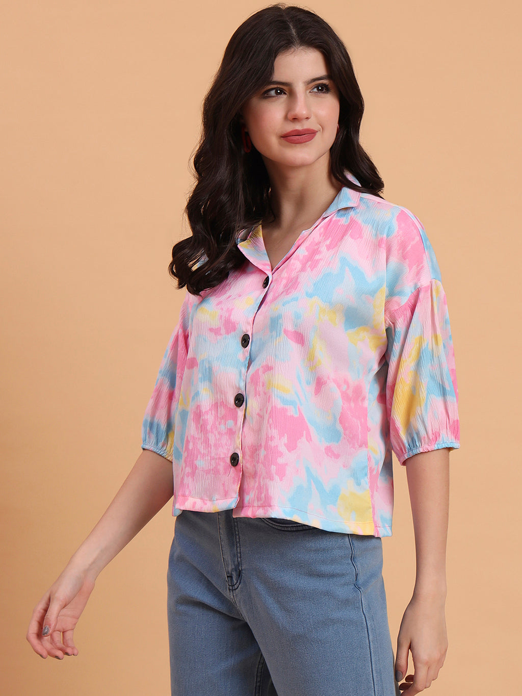 Pink Delta Designer Printed Shirt | Vibrant Style with Contemporary Print