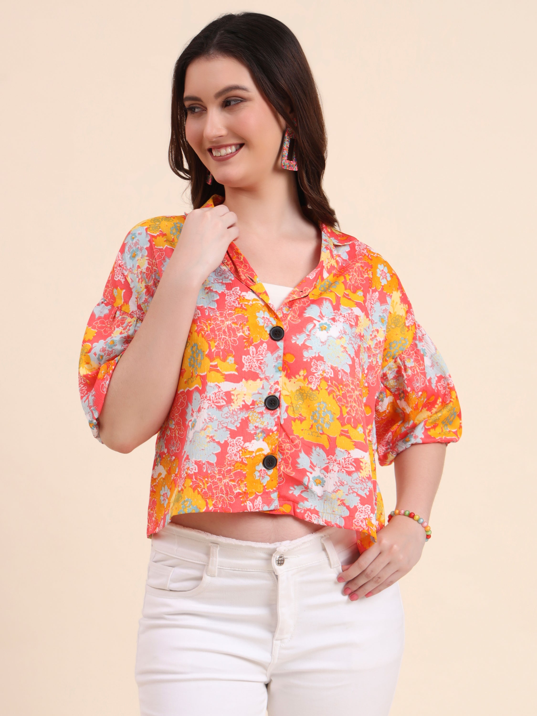 Multi Color Delta Designer Printed Shirt | Vibrant Palette with Contemporary Print