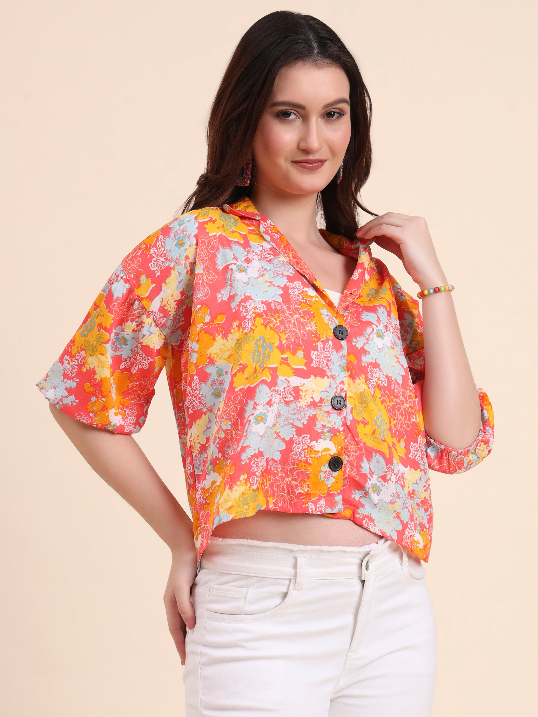 Multi Color Delta Designer Printed Shirt | Vibrant Palette with Contemporary Print