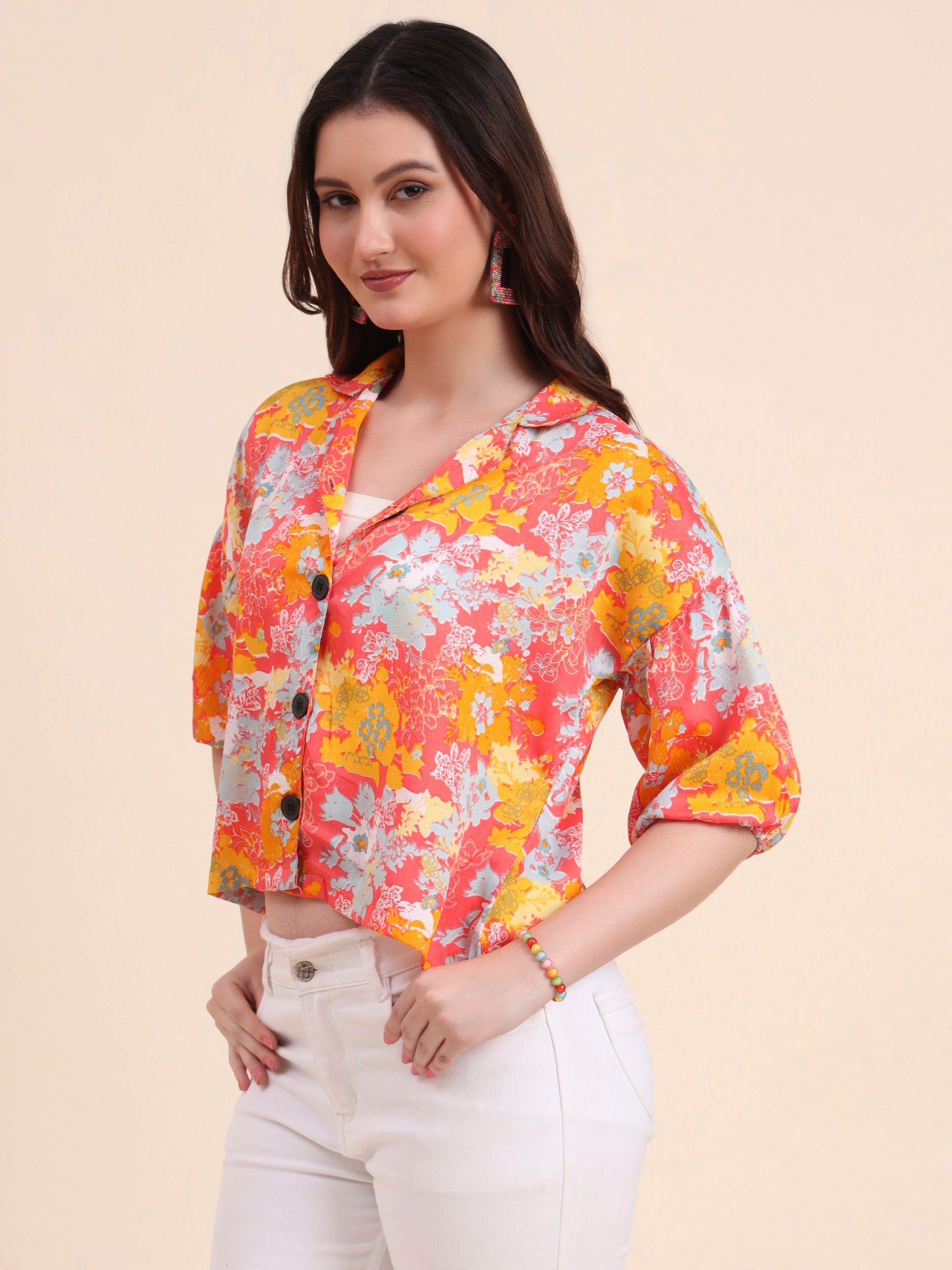 Multi Color Delta Designer Printed Shirt | Vibrant Palette with Contemporary Print