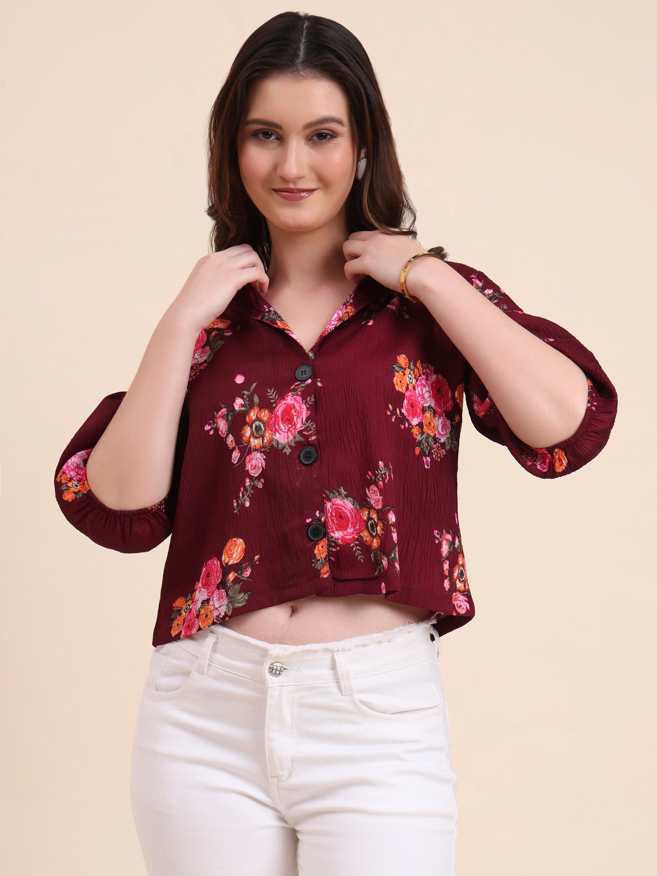 Wine Delta Designer Printed Shirt | Rich Hue with Contemporary Print