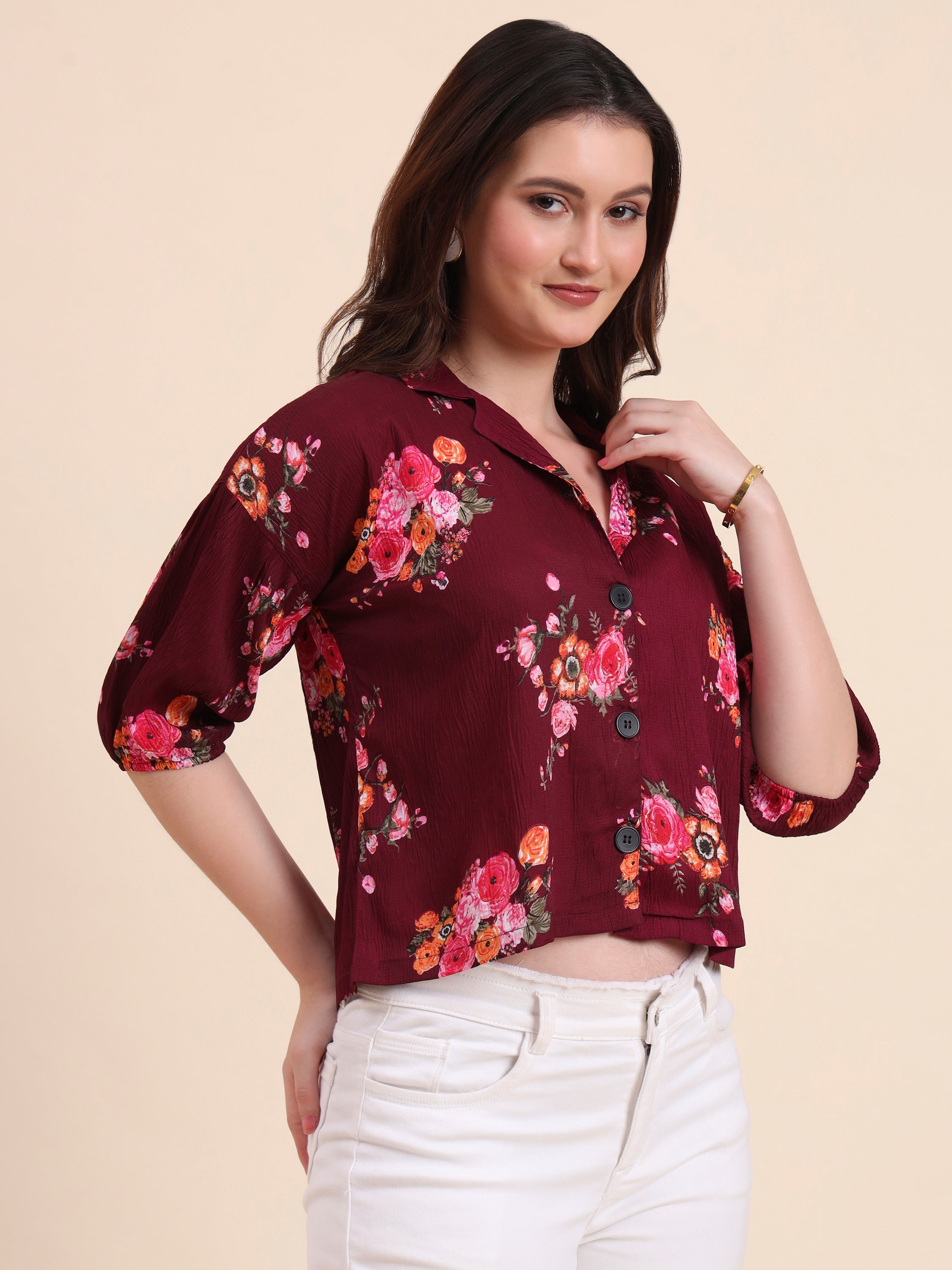Wine Delta Designer Printed Shirt | Rich Hue with Contemporary Print