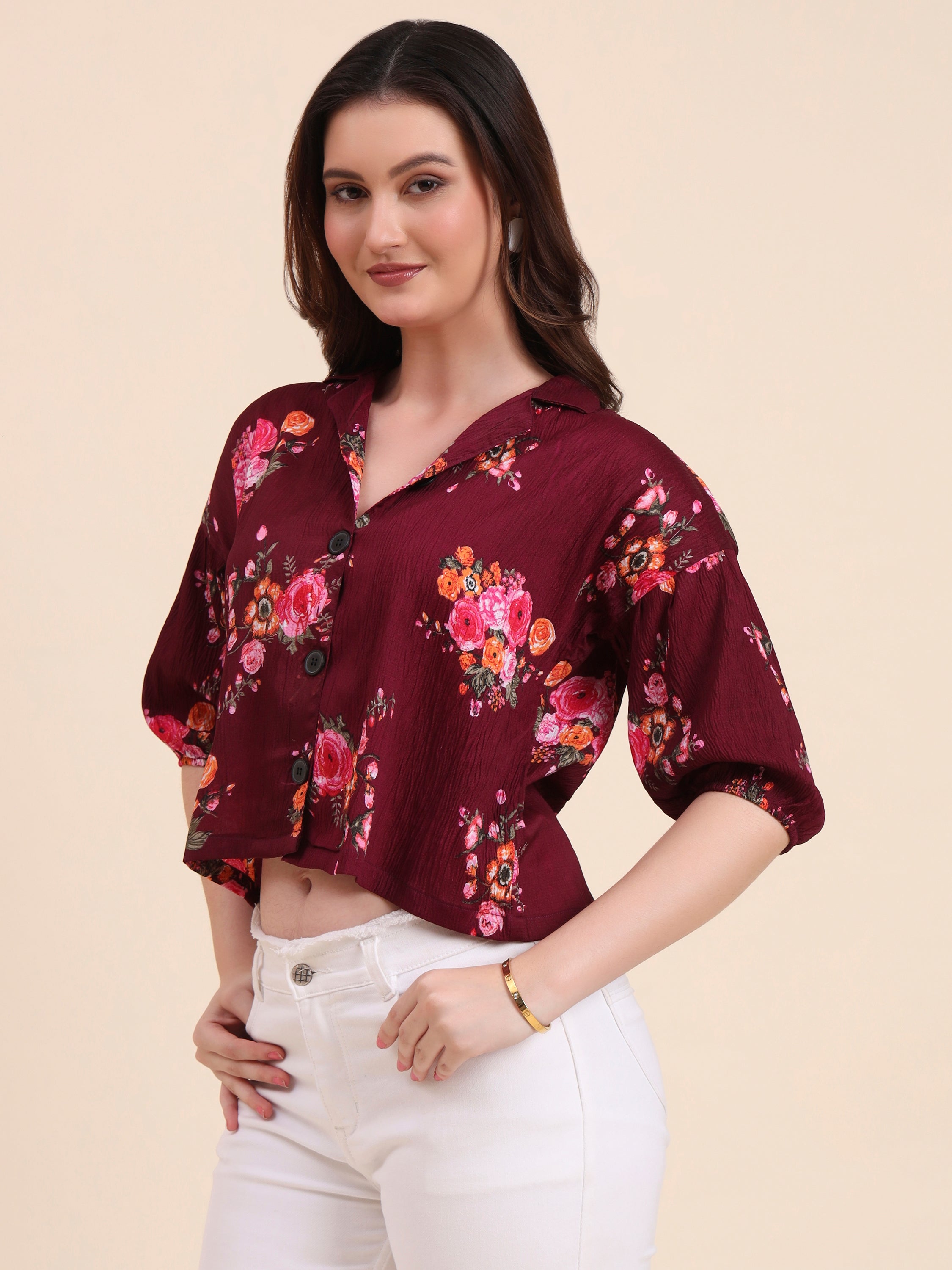 Wine Delta Designer Printed Shirt | Rich Hue with Contemporary Print