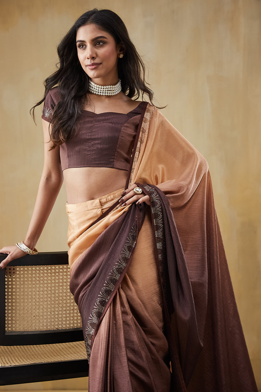 Vibrant Orange Turkey Ready To Wear Saree | Pedding Color & Swarovski Work Couture