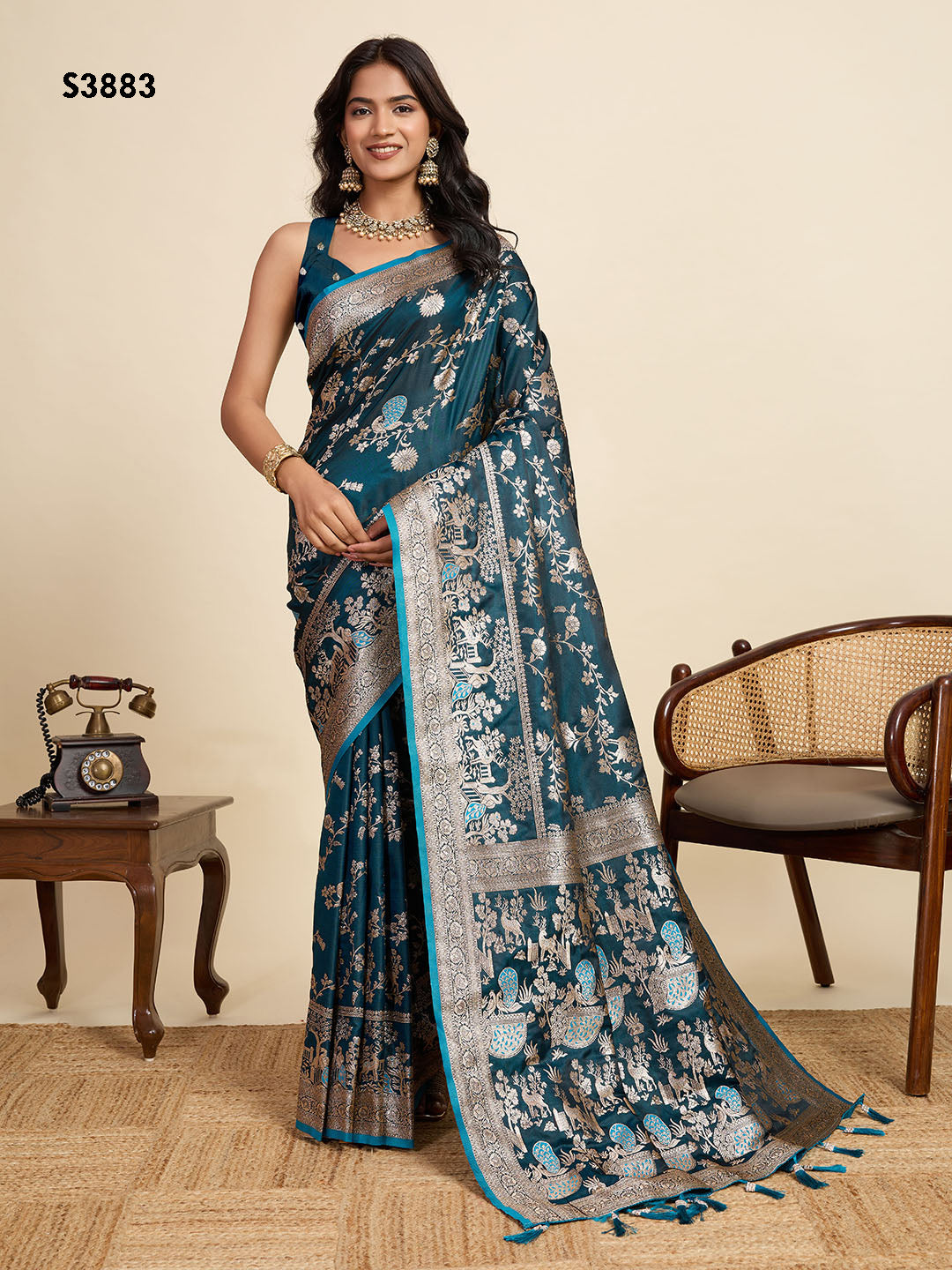 Peacock Majesty Silk Saree | Heavy Digital Printed Regal Ensemble