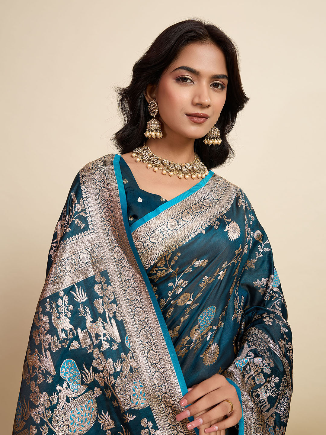 Peacock Majesty Silk Saree | Heavy Digital Printed Regal Ensemble