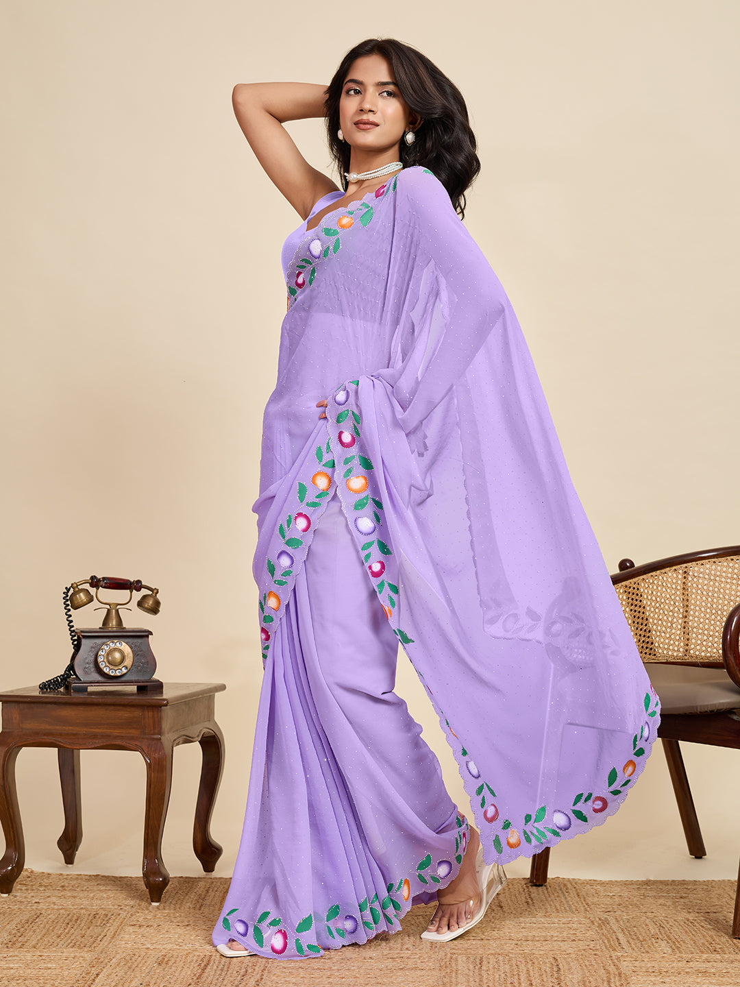 Rainbow Fiesta Silk Saree| Heavy Digital Printed Celebration Ensemble