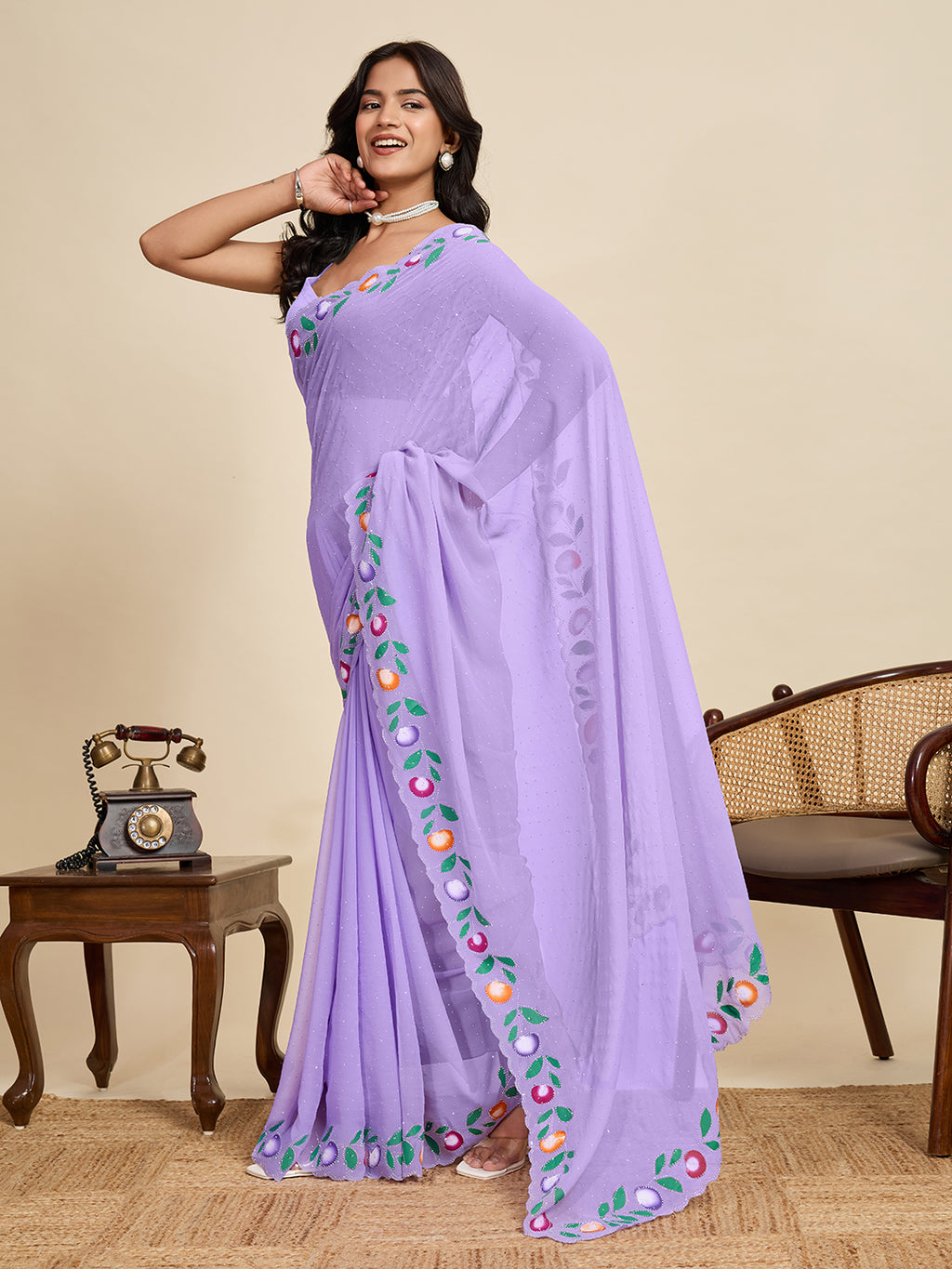 Rainbow Fiesta Silk Saree| Heavy Digital Printed Celebration Ensemble