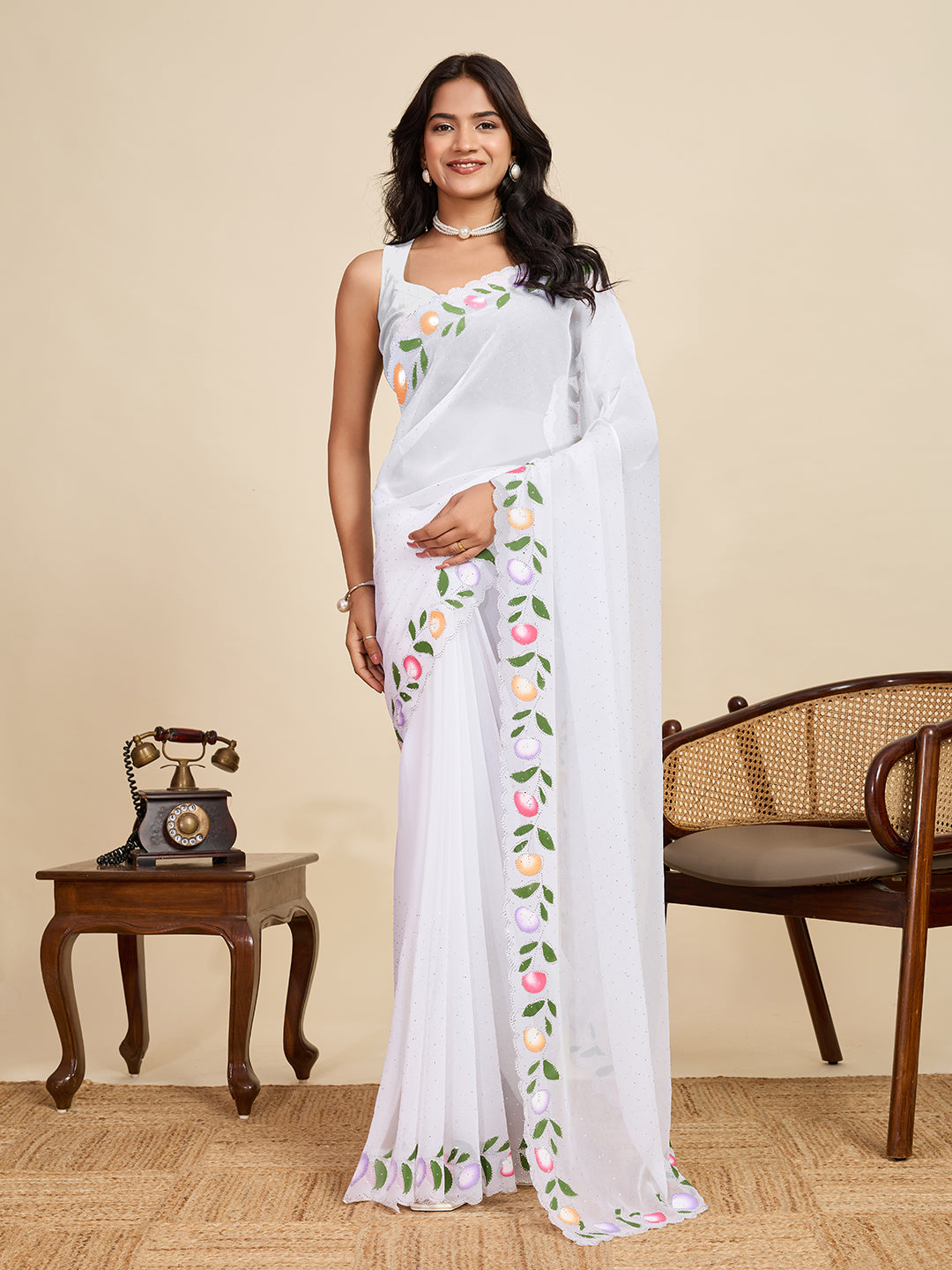 Enchanted Garden Silk Saree | Heavy Digital Printed Mystical Ensemble
