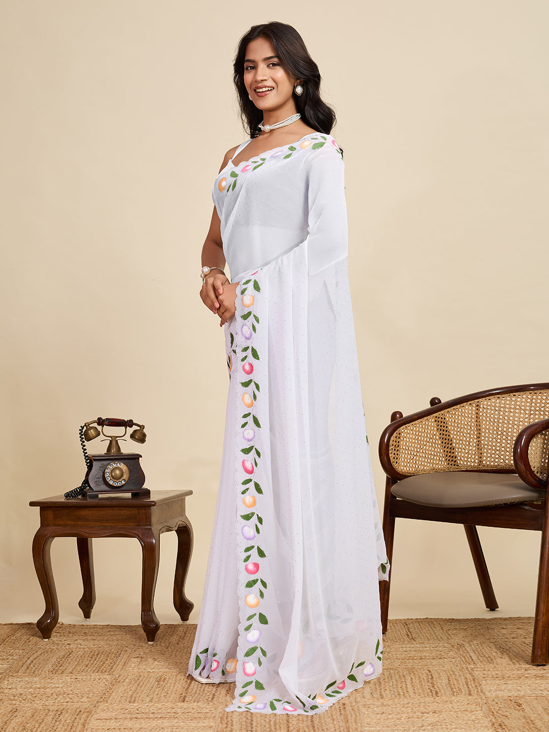 Enchanted Garden Silk Saree | Heavy Digital Printed Mystical Ensemble