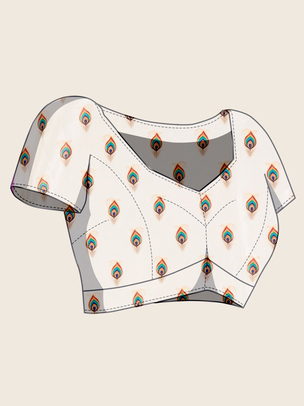 Elegant Off White Chinon Printed Party Wear Saree | Designer Printed Elegance