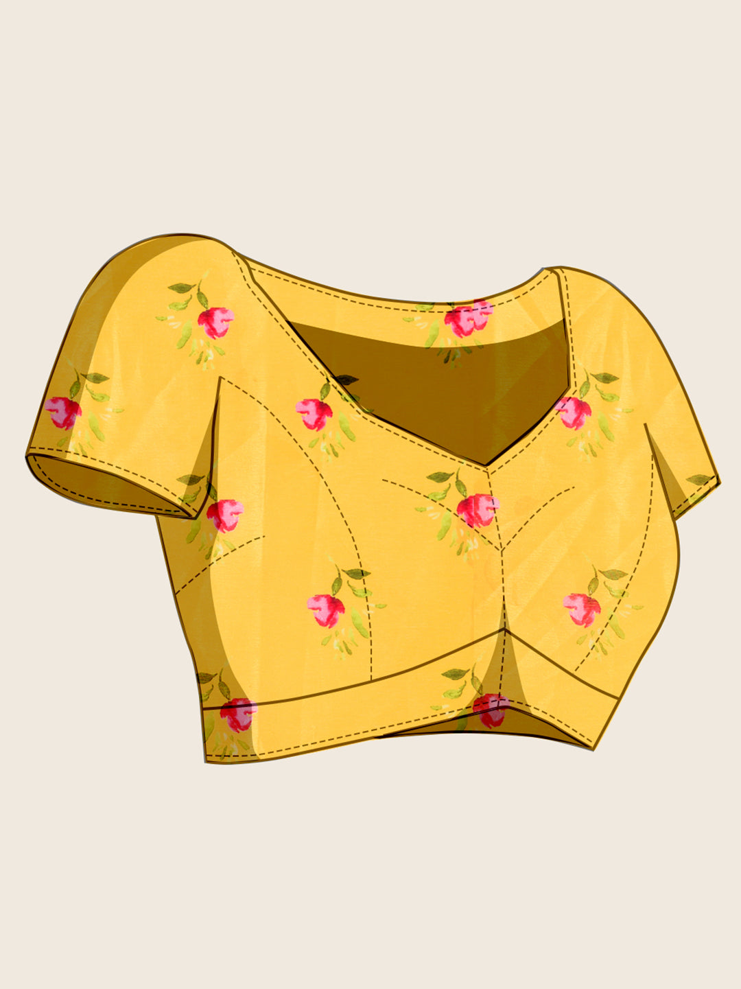 Sunny Yellow Chinon Printed Party Wear Saree | Designer Printed Elegance