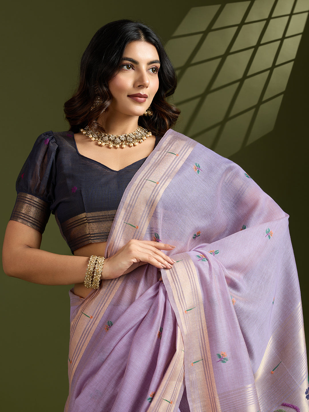Maroon Satin Silk Saree | Dual Sequence & Silver Stone Embroidery Couture