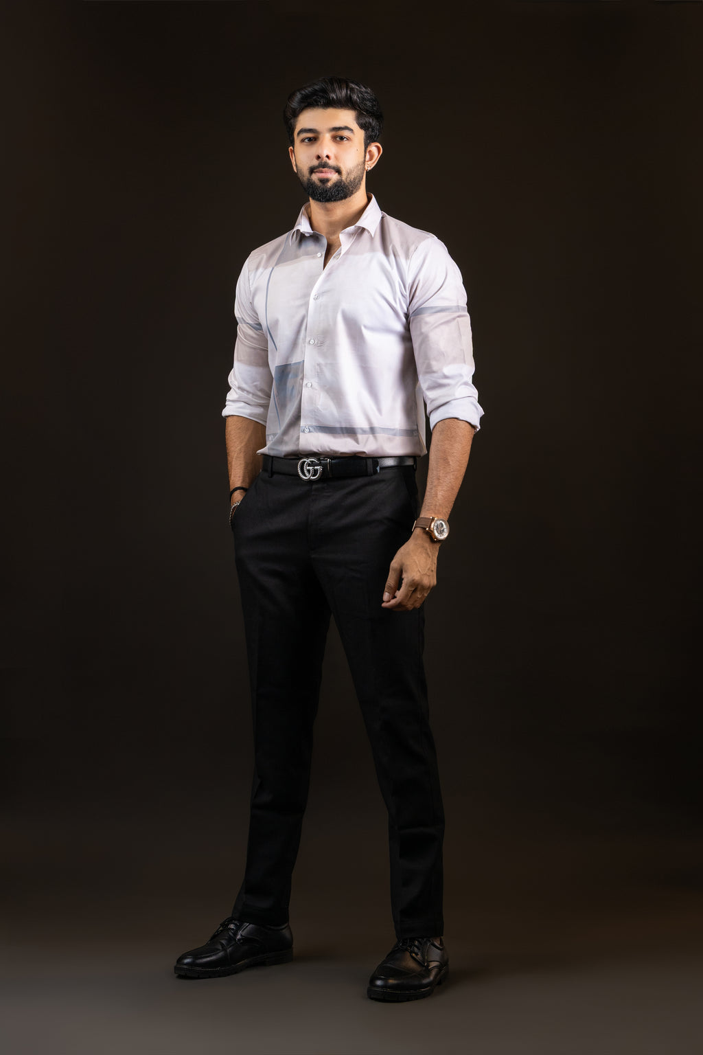 Elegant Cream Premium Viscose Printed Shirt | Sophisticated Festive Men's Wear