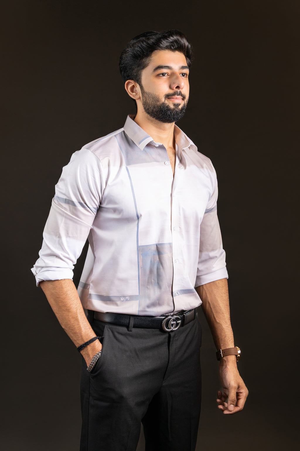 Elegant Cream Premium Viscose Printed Shirt | Sophisticated Festive Men's Wear
