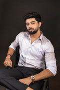 Elegant Cream Premium Viscose Printed Shirt | Sophisticated Festive Men's Wear