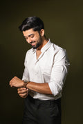 Subtle Off White Premium Viscose Printed Shirt | Refined Men's Ethnic Wear