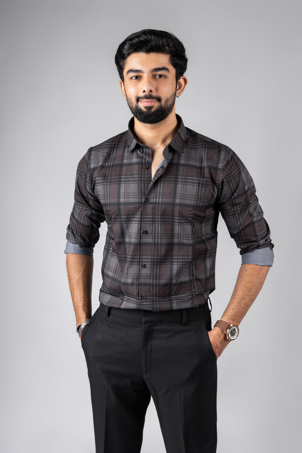 Rich Brown Premium Viscose Printed Shirt | Earthy Men's Festive Wear