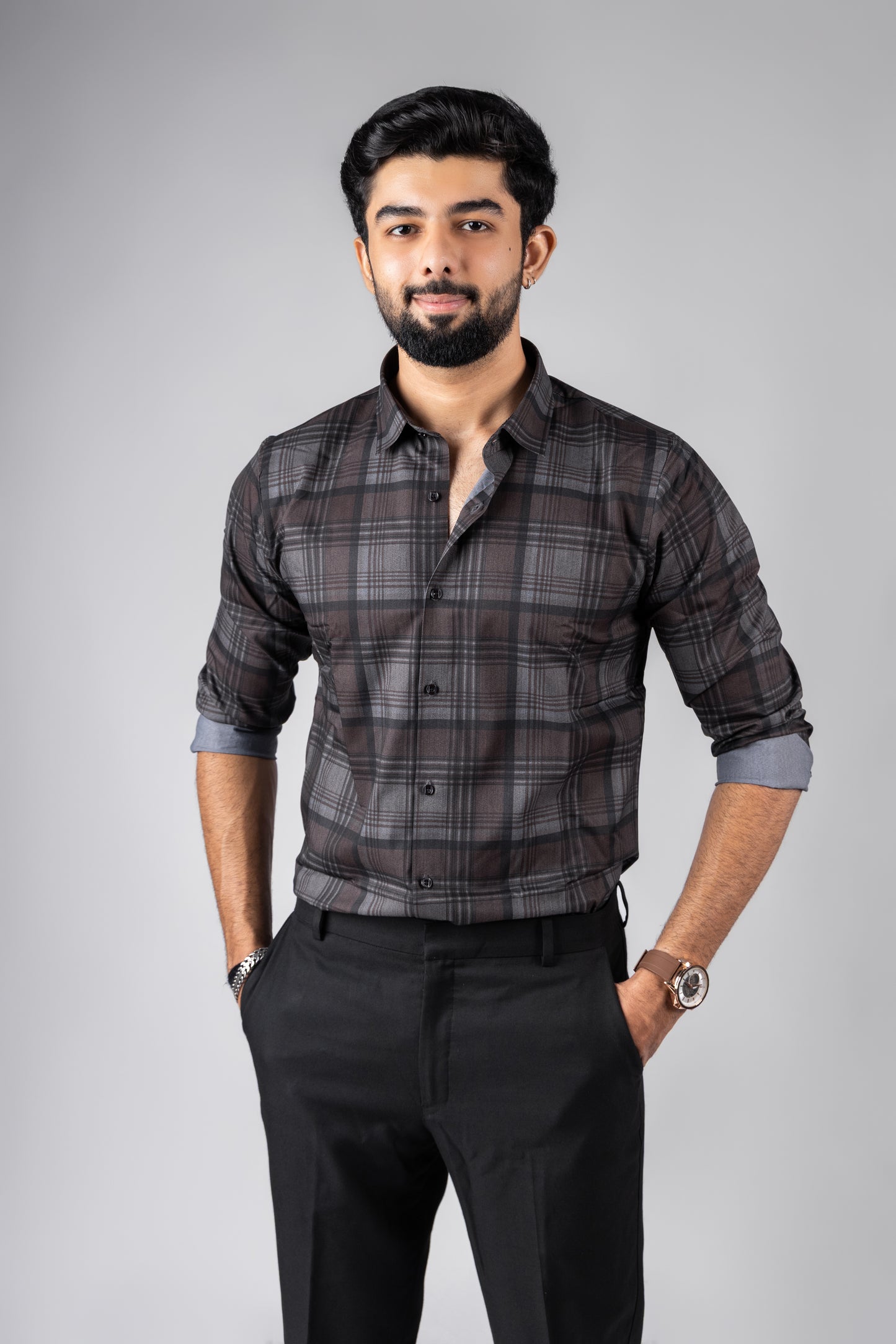 Rich Brown Premium Viscose Printed Shirt | Earthy Men's Festive Wear