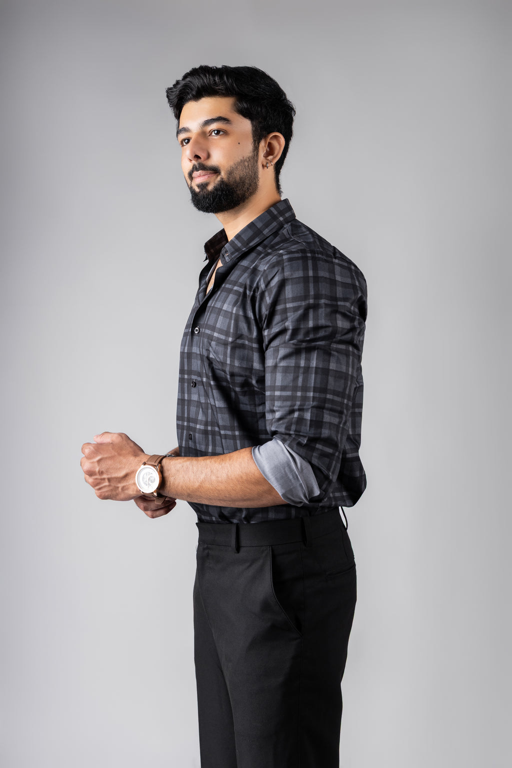 Sophisticated Grey Premium Viscose Printed Shirt | Modern Men's Festive Attire