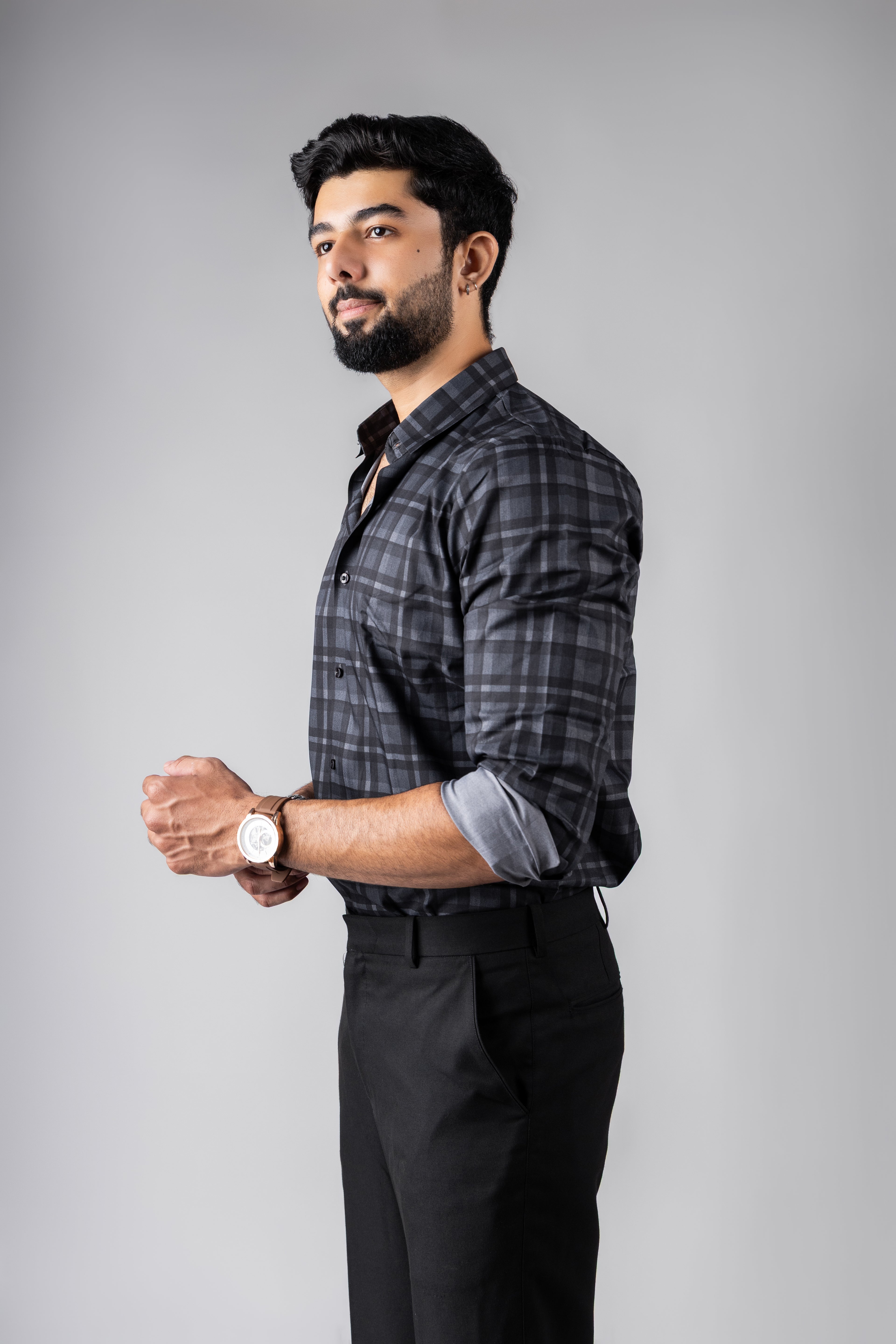 Sophisticated Grey Premium Viscose Printed Shirt | Modern Men's Festive Attire