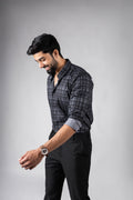 Sophisticated Grey Premium Viscose Printed Shirt | Modern Men's Festive Attire