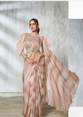 Tusser Satin Silk Soirée Saree | Beads Embroidery with Shaded Lehariya Print