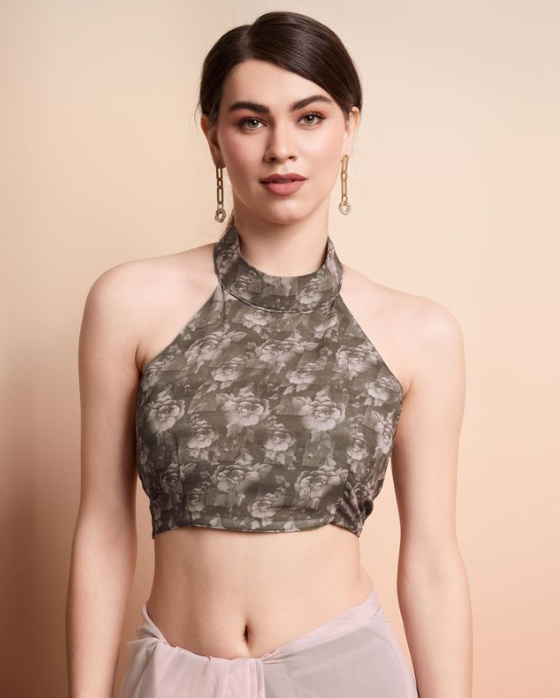 Soft Peach Georgette Party Wear Saree | Designer Printed Georgette Blouse Ensemble