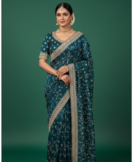 Graceful Soft Silk Saree | Traditional Pita Work Artistry