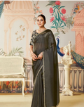 Black Zari Organza Silk Saree | Dual Sequence & Embroidery