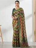 Emerald Green Rangkat Tussar Silk Saree | Chevron Woven Design Rang Chatkila Creation