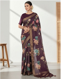 Royal Purple Rangkat Tussar Silk Saree | Floral Sequin Embroidered Rang Chatkila Ensemble