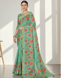 Serene Sea Green Rangkat Tussar Silk Saree | Floral Sequin Embroidered Rang Chatkila Masterpiece