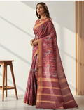 Rich Maroon Rangkat Crepe Silk Saree | Brocade Jacquard Woven Design Grandeur