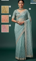 Luminous Organza Satin Silk Saree | Sequin & Diamond Embellished Splendor