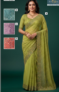 Regal Georgette Saree | Heavy Embroidered Sequin & Moti Masterpiece