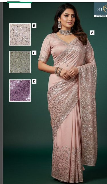 Majestic Georgette Saree | Heavy Embroidered Sequin & Diamond Couture