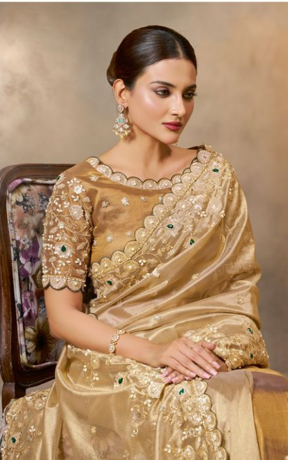 Heavy Embroidered Silk Saree | Timeless Elegance Ensemble