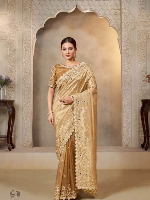 Heavy Embroidered Silk Saree | Timeless Elegance Ensemble