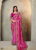 Rani Pure Gajji Jaquard Silk Saree | Multi Embroidery with Multi Stone Handwork