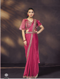 Pink Two Tone Satin Silk Designer Saree | Pure Handwork & Khatli Work